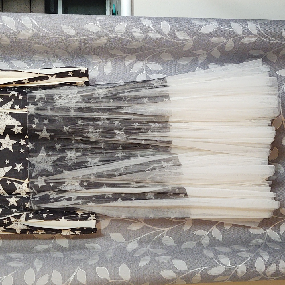 Origami Star-Print Tulle Duster Cardigen size XL - Picture 8 of 10